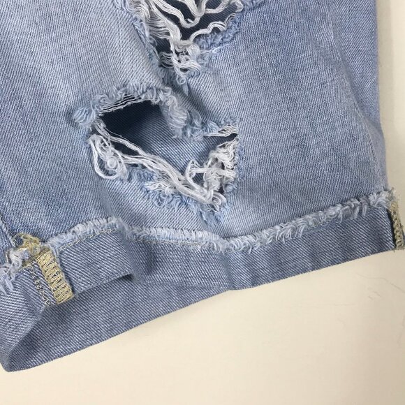 Articles of Society denim shorts distressed light wash mid length wrecked grunge - Picture 4 of 8